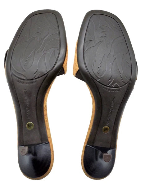 NWOB~Donald Pliner~Womens 6.5M~Cork Buckle Kitten Heel Sandles~MADE in ITALY