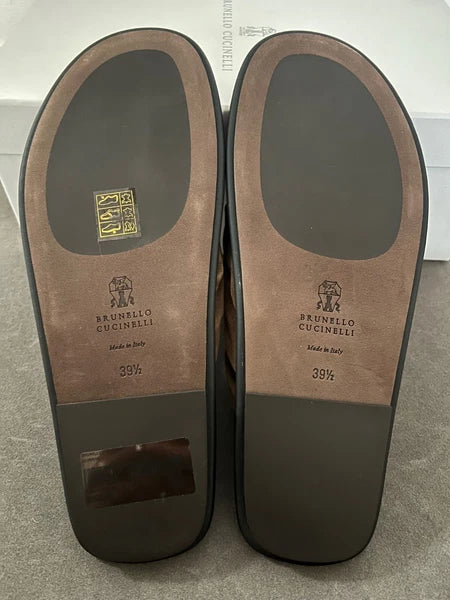 Brunello Cucinelli Brown Suede Flip Flop Thong Sandals, 39.5 (US 9.5) MSRP: $995