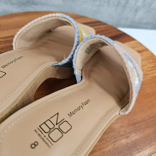 No Boundaries NOBO Crochet Mid Heel Sandals 8 Cottagecore Slide Colorful Square