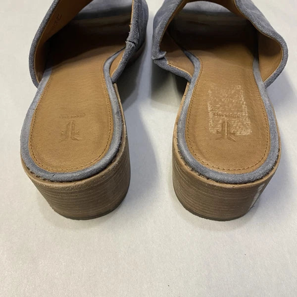 Frye Women’s Mule Sandals Size 10M Block Heel Leather Suede Y2K Style Blue