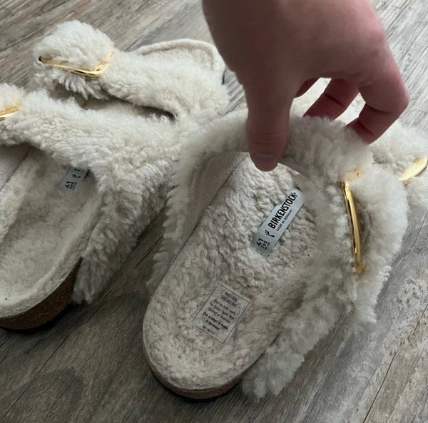 Birkenstock Arizona Big Buckle Teddy Sandals Size 10.5 EU 41