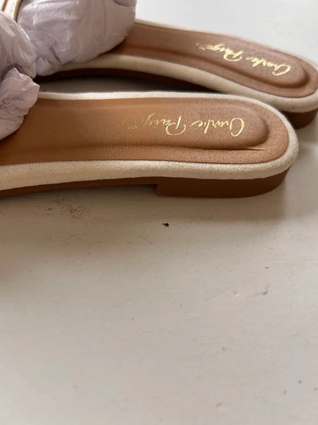 Mod Sandals 7 Off White Cream Buckle 60s Style NEW Slide Flat Charlie Paige