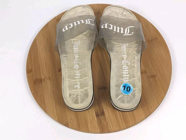 Juicy Couture Sandals Size 10 Y2K Jelly Slides Womans Flats Flip Flops Slip On