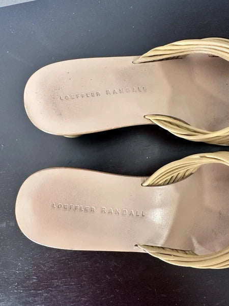 Loeffler Randall Celeste Mignon Knot Mule Size 5.5B Tan Leather Luxury 2” Heel