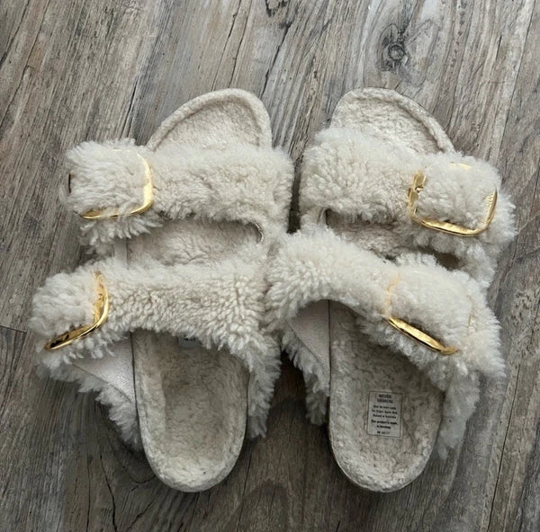 Birkenstock Arizona Big Buckle Teddy Sandals Size 10.5 EU 41