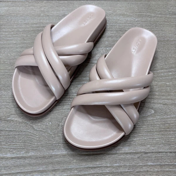 Covet Sol Crisscross Slide Sandal Nude Minimalist Comfort Sz 41/10-10.5US $142