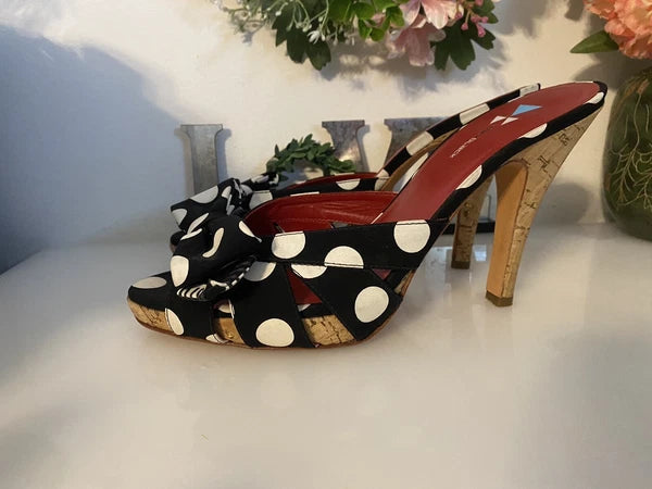 Daniblack Women’s Wanda Slide Sandals Black and White Polka Dots Retro Style 10M