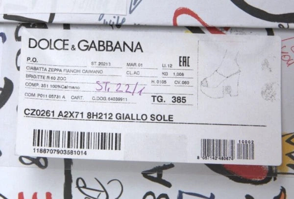 DOLCE & GABBANA Shoes Yellow Leather Wood Mule Wedge Slides EU39 / US8.5 1500usd