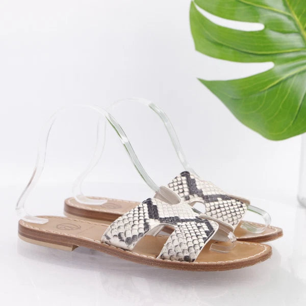 Enrico De Rosa Italy Women's Sandal Size 38 7 Snakeskin Slide Resort Hampton