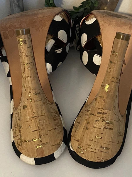 Daniblack Women’s Wanda Slide Sandals Black and White Polka Dots Retro Style 10M