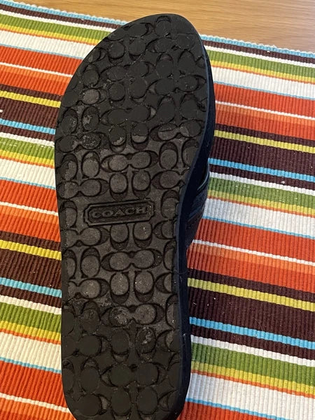 Coach 7B Black Fabric&Leather Flip Flop Sandals Rubber Sole Comfort & Style 1”