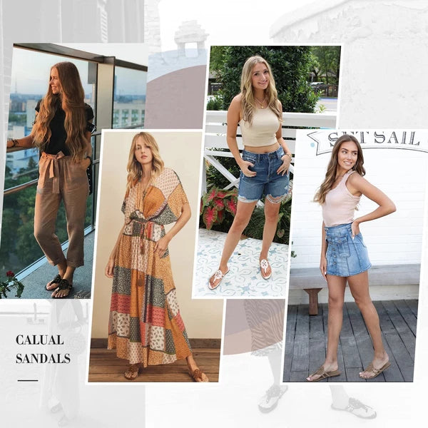 Athlefit Womens Flat Sandals Leather Casual Beach Slip Ons White Sandal Size 6.5