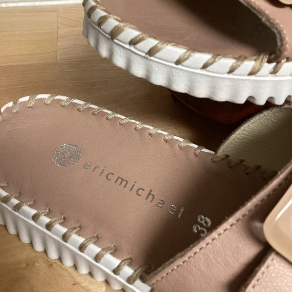 Eric Michael Darla Leather Sandals Slide Shoes Size Sz 7.5 8 EU 38 Beige Nude