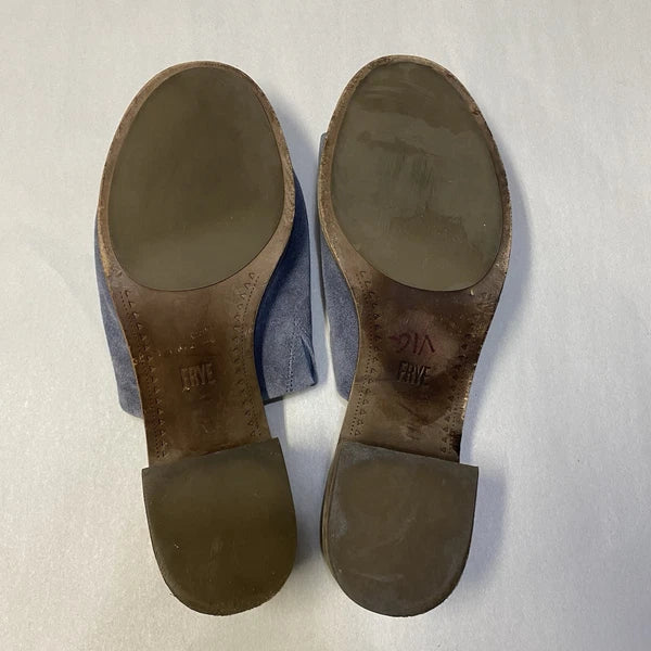 Frye Women’s Mule Sandals Size 10M Block Heel Leather Suede Y2K Style Blue