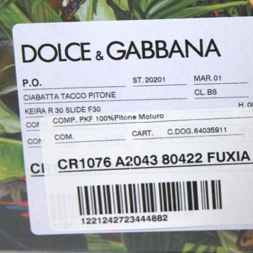 DOLCE & GABBANA Shoes Pink Python Leather Kitten Heels Slides EU37.5/US7 1200usd