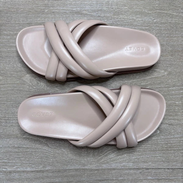 Covet Sol Crisscross Slide Sandal Nude Minimalist Comfort Sz 41/10-10.5US $142