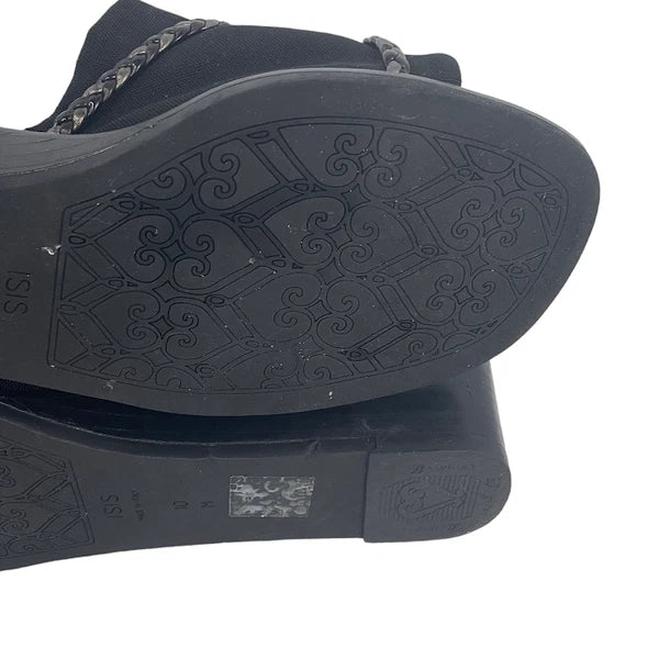 Brighton Sandals Isis Women’s 10M Black Braided Slide Low Wedge Y2K Slip On