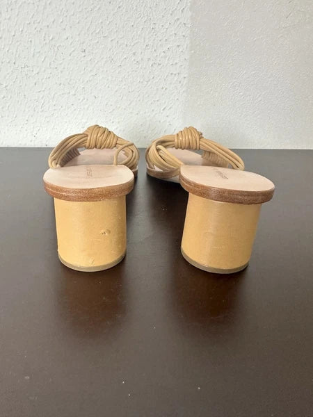 Loeffler Randall Celeste Mignon Knot Mule Size 5.5B Tan Leather Luxury 2” Heel