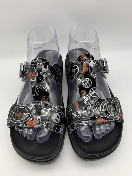 Alegria Women's US 7/7.5 EU 37 Vita Peace And Love Black Leather Sandals