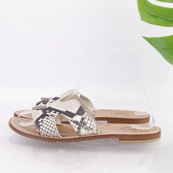 Enrico De Rosa Italy Women's Sandal Size 38 7 Snakeskin Slide Resort Hampton