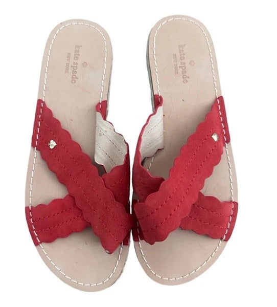 Kate Spade New York Red Ibiza Slide  Criss Cross Straps Sz 8 NWOB
