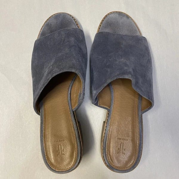 Frye Women’s Mule Sandals Size 10M Block Heel Leather Suede Y2K Style Blue