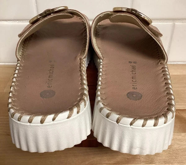 Eric Michael Darla Leather Sandals Slide Shoes Size Sz 7.5 8 EU 38 Beige Nude