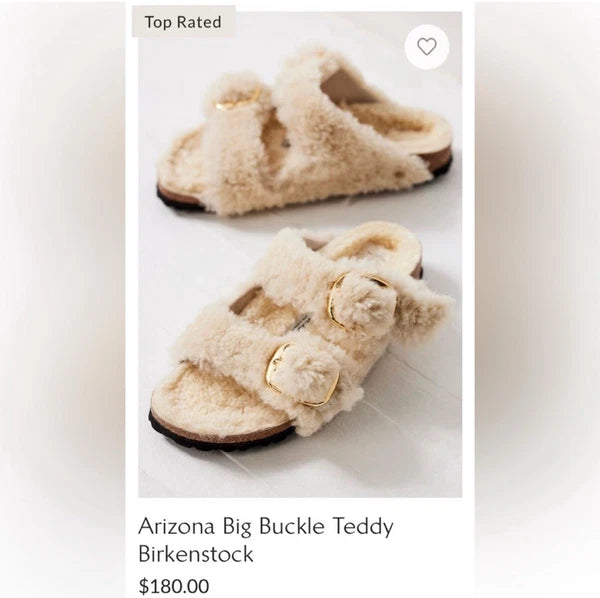 Birkenstock Arizona Big Buckle Teddy Sandals Size 10.5 EU 41