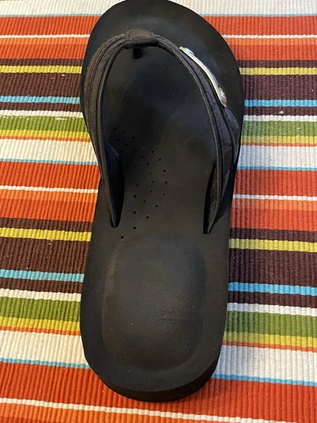 Coach 7B Black Fabric&Leather Flip Flop Sandals Rubber Sole Comfort & Style 1”
