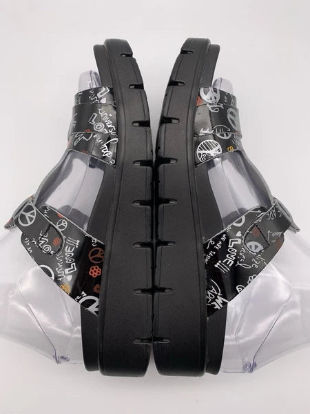 Alegria Women's US 7/7.5 EU 37 Vita Peace And Love Black Leather Sandals