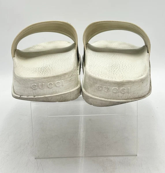 Gucci Men's Beige Striped Slide Sandals Size 12