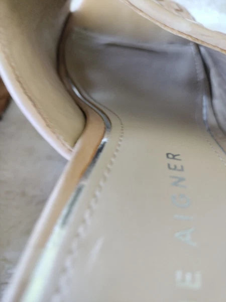 ETIENNE AIGNER Devin Sz 8  Sandals Platforms Women's Natural Cork Wedges Slides