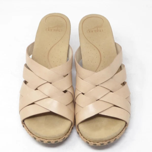 Dansko Womens Tory Woven Leather Heeled Sandals Slides Size 41 / 10.5-11 Beige