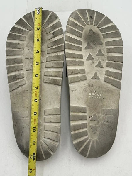 Gucci Men's Beige Striped Slide Sandals Size 12