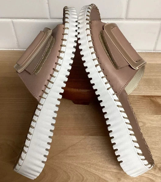 Eric Michael Darla Leather Sandals Slide Shoes Size Sz 7.5 8 EU 38 Beige Nude