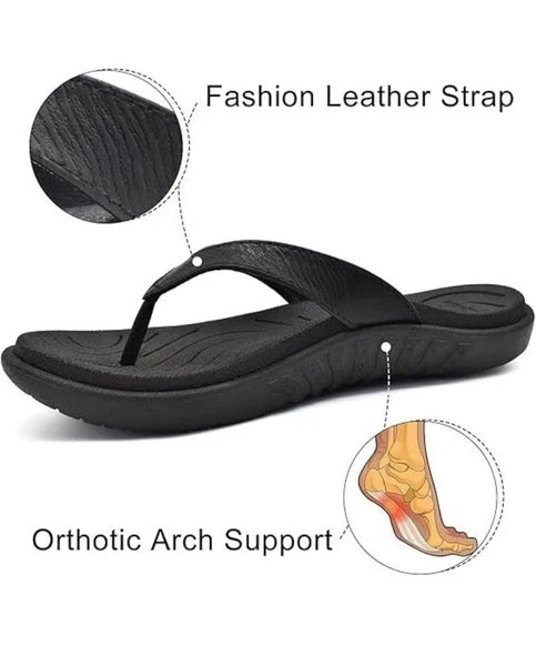 jiajiale Womens Fashion Orthotic Arch Support Flip Flops Black US Size 8