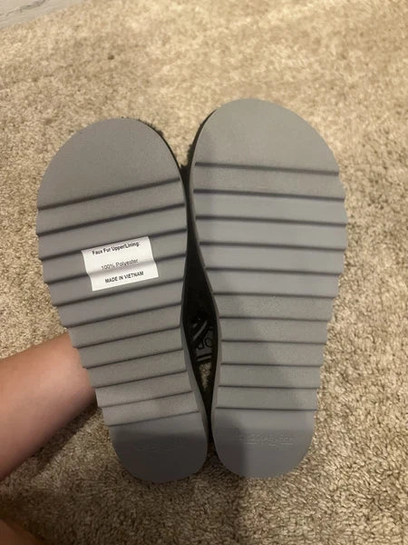 Koolaburra ugg fuzz'n II back strap slide on slippers sandals black platform