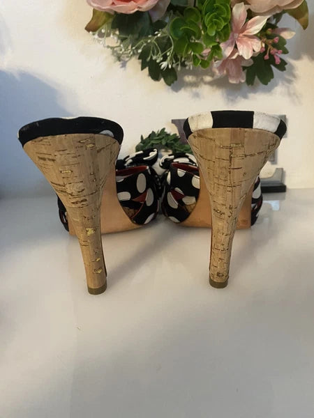 Daniblack Women’s Wanda Slide Sandals Black and White Polka Dots Retro Style 10M