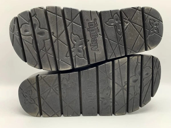 Alegria Women's US 7/7.5 EU 37 Vita Peace And Love Black Leather Sandals