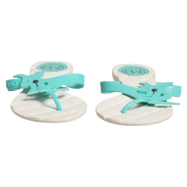 MYBRAND Shoes White Ink Green Rubber Logo Slippers Sandals EU38 / US7.5 100usd