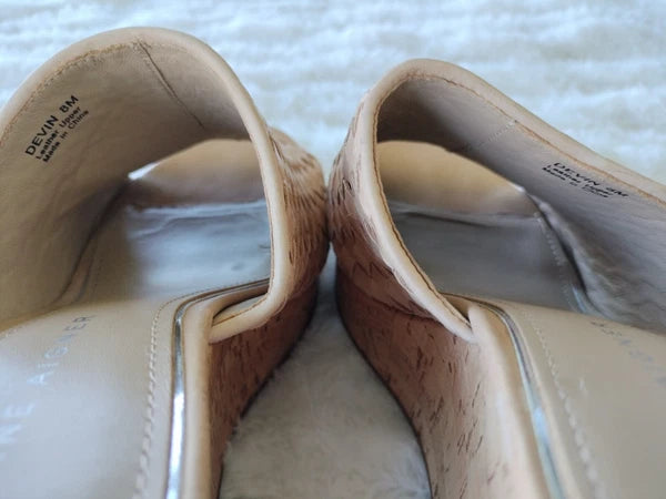 ETIENNE AIGNER Devin Sz 8  Sandals Platforms Women's Natural Cork Wedges Slides