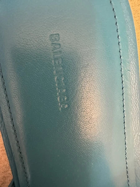 Balenciaga Le Cagole Slide Sandal CYAN/ AGED NIKEL, Size 9US /39EU $750