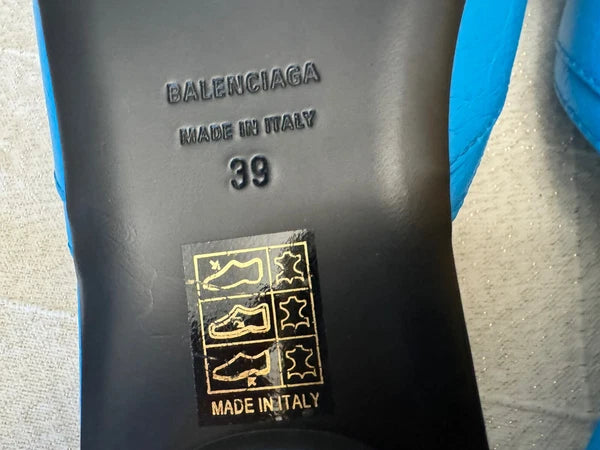 Balenciaga Le Cagole Slide Sandal CYAN/ AGED NIKEL, Size 9US /39EU $750