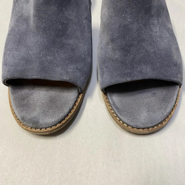 Frye Women’s Mule Sandals Size 10M Block Heel Leather Suede Y2K Style Blue