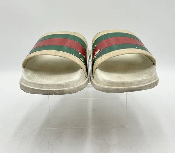 Gucci Men's Beige Striped Slide Sandals Size 12