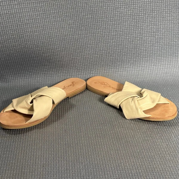 Free People Leather Slide Fashion Sandals Beige Size 6.5 US 37 EU