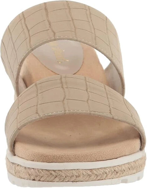 Easy Street Women's Maryann Slide Wedge Sandals, Taupe Croco Size 10M