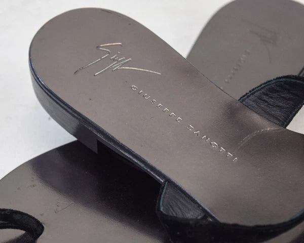 NEW GIUSEPPE ZANOTTI NuvoRock Ring Sandals 36.5 Black Crystal Embellished 6.5