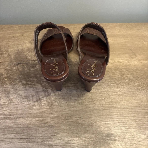 Cole Haan Air Huarache Slide Wedge Sandal Womens Size 6B Slip On Leather Carob