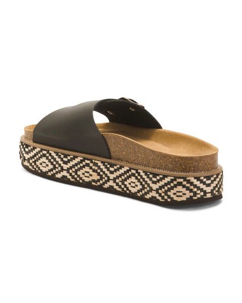 FREE PEOPLE Caravelle Cork Footbed Platform Black Boho Sandal Made In Spain 7/37